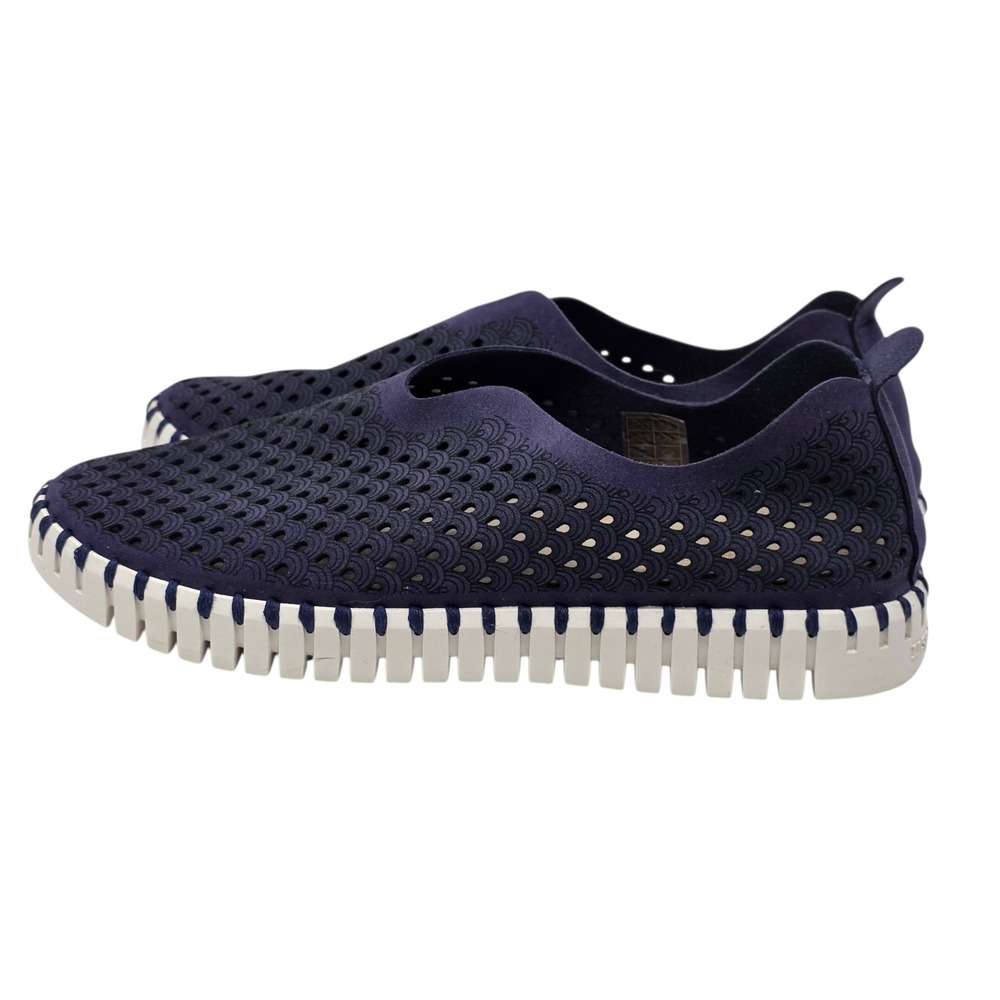 Ilse Jacobsen Tulip Navy Blue Perforated‎ Slip On Sneakers Women Size 39/ 9US - Picture 4 of 10
